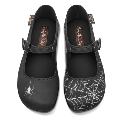 Chocolaticas® Spider Mary Jane pour femmes - Chaussure plate - Rétro éclectique