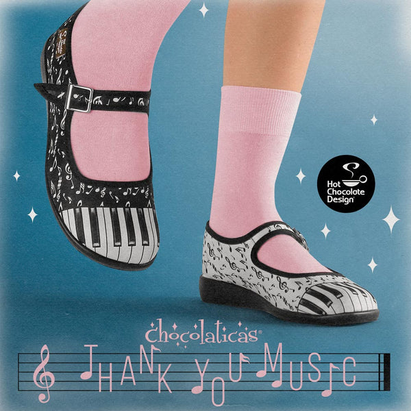 Chocolaticas® Thank You Music Mary Jane pour femmes - Chaussure plate - Retro Eclectic